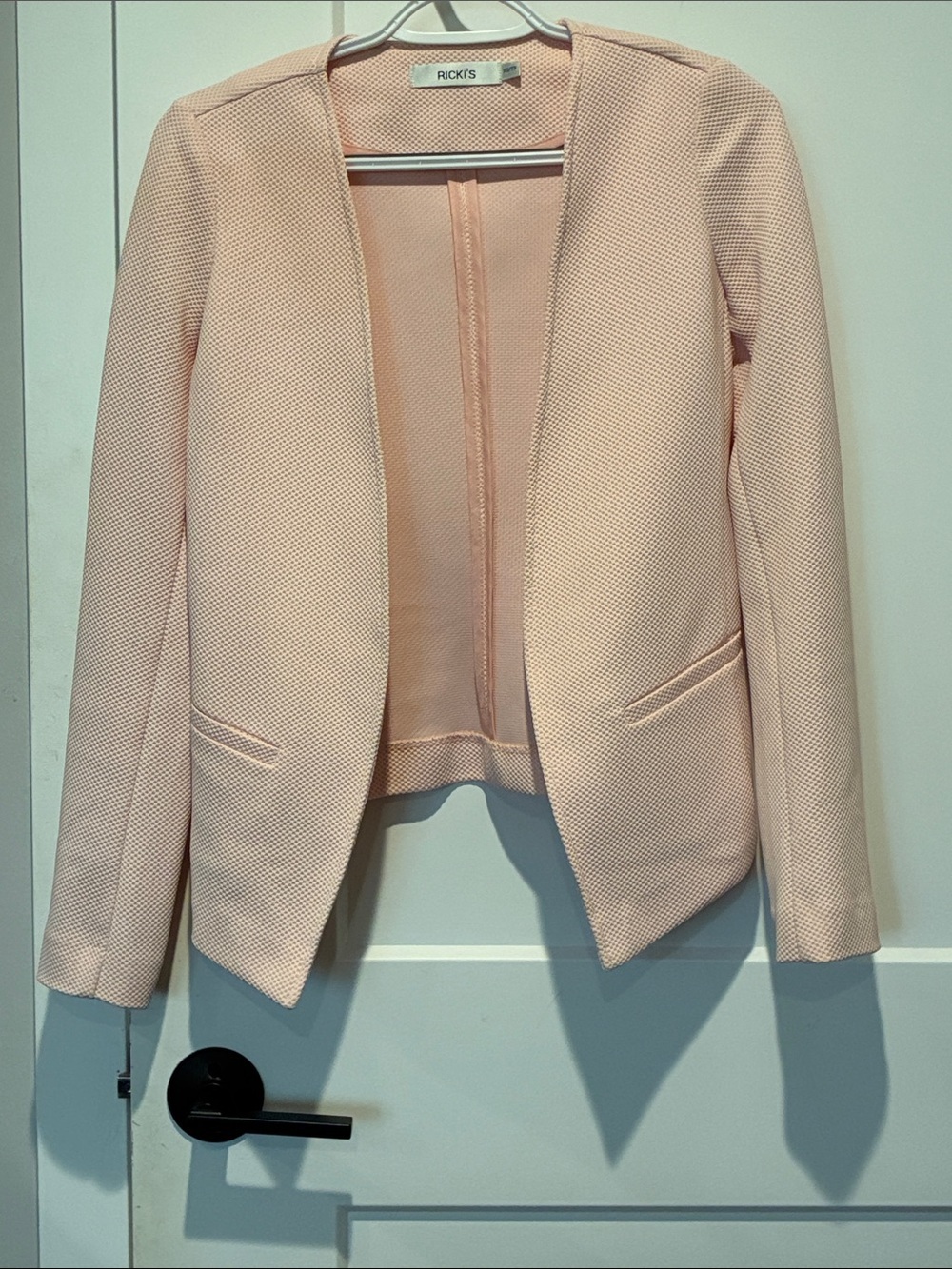 Ricki's Pale Pink Open Front Textured Work Blazer B21